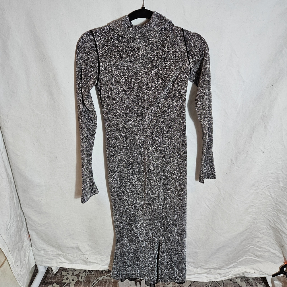 Philosophy di Lorenzo Serafini Glittering Gray Long Sleeve Dress